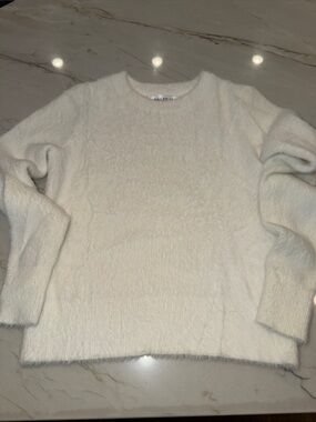 Bailey 44 White Fuzzy Crewneck Sweater